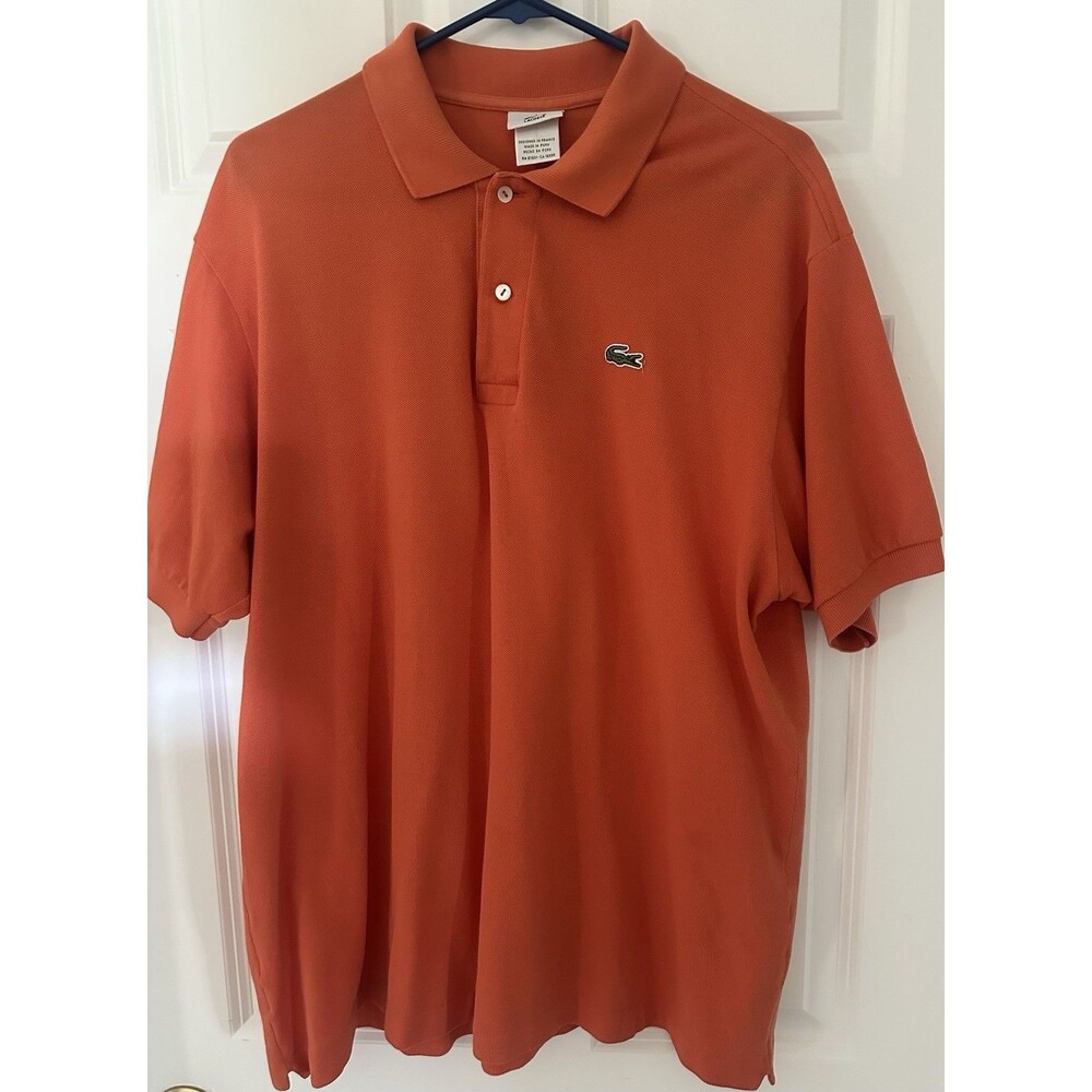 Lacoste Polo Shirt Mens Short Sleeve Size 7 XL Color ORANGE VTG